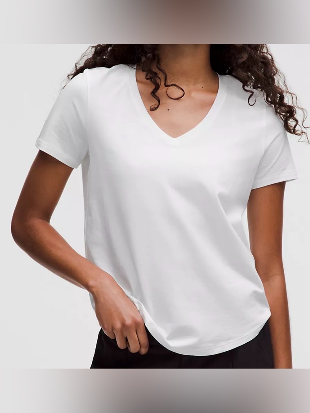 lululemon athletica White V-Neck Short Sleeve Tee